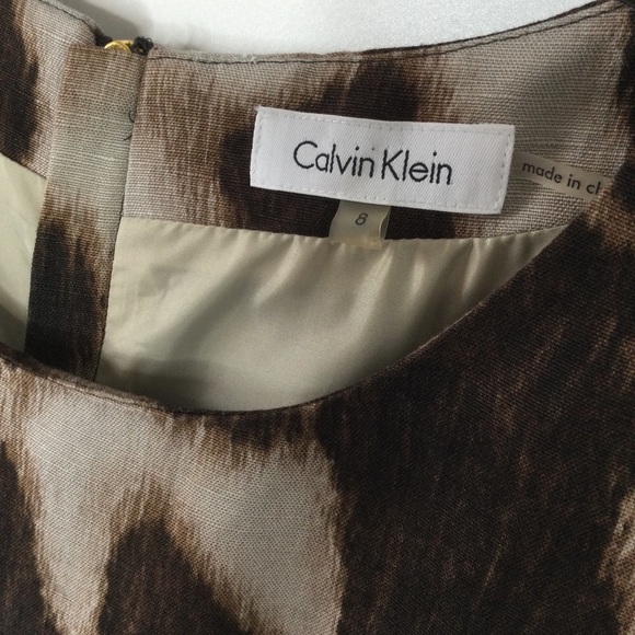 Calvin Klein Animal Print Sleeveless Sheath Dress Brown Tan Size 8 - Picture 4 of 10